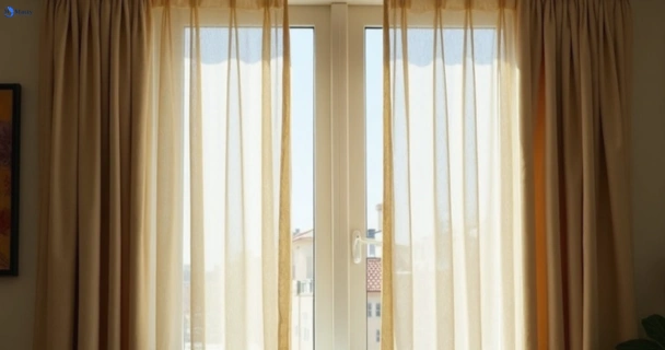 Dusty and dull curtains in west-woombye before steam cleaning